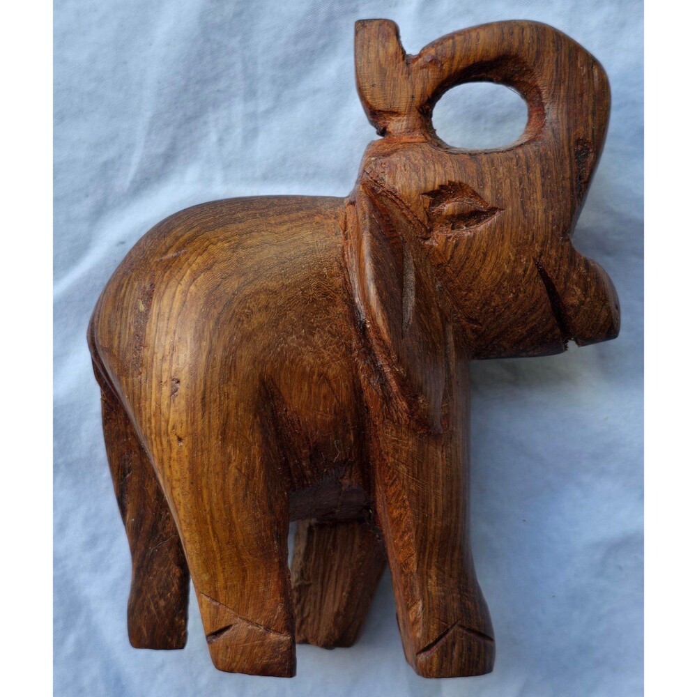 Wooden Hand Carved Elephant - Picture 1 of 3